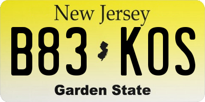 NJ license plate B83KOS