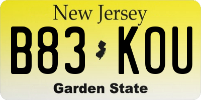 NJ license plate B83KOU