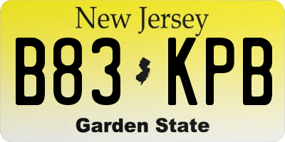 NJ license plate B83KPB