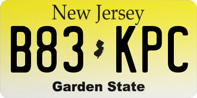 NJ license plate B83KPC