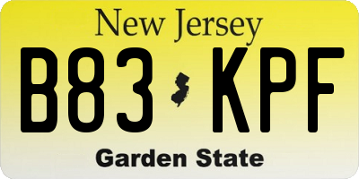 NJ license plate B83KPF
