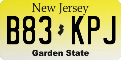 NJ license plate B83KPJ