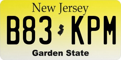 NJ license plate B83KPM