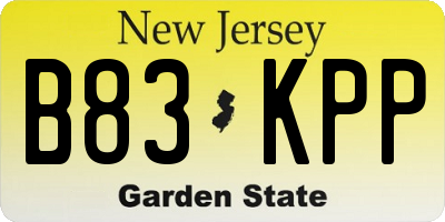 NJ license plate B83KPP