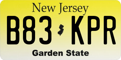 NJ license plate B83KPR