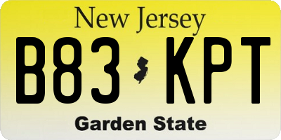 NJ license plate B83KPT