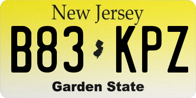 NJ license plate B83KPZ