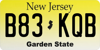 NJ license plate B83KQB