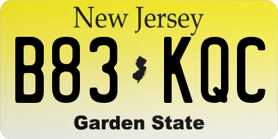 NJ license plate B83KQC