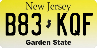 NJ license plate B83KQF