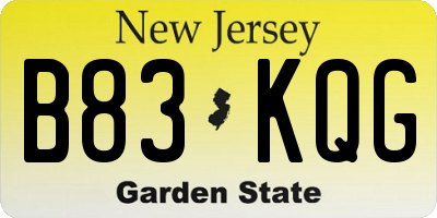NJ license plate B83KQG