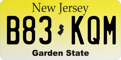 NJ license plate B83KQM