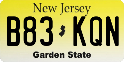NJ license plate B83KQN