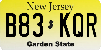 NJ license plate B83KQR