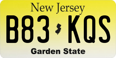 NJ license plate B83KQS
