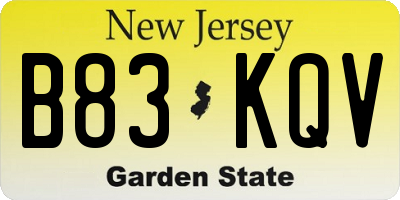 NJ license plate B83KQV