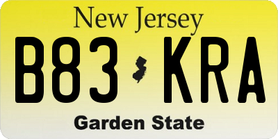 NJ license plate B83KRA