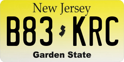 NJ license plate B83KRC