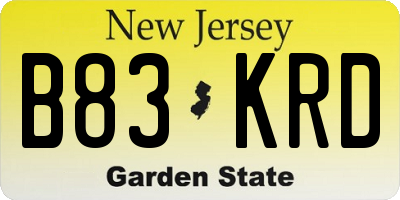 NJ license plate B83KRD