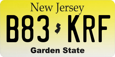 NJ license plate B83KRF
