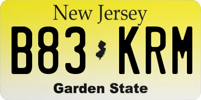 NJ license plate B83KRM