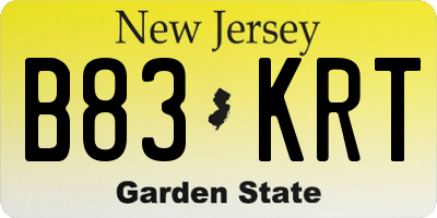 NJ license plate B83KRT