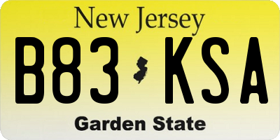 NJ license plate B83KSA