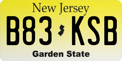 NJ license plate B83KSB