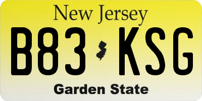 NJ license plate B83KSG