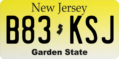 NJ license plate B83KSJ