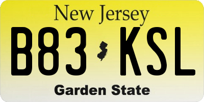 NJ license plate B83KSL