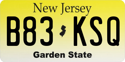 NJ license plate B83KSQ