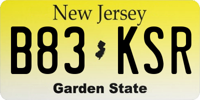 NJ license plate B83KSR