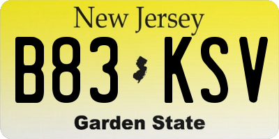 NJ license plate B83KSV