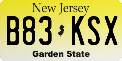 NJ license plate B83KSX