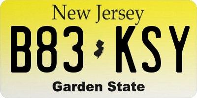 NJ license plate B83KSY