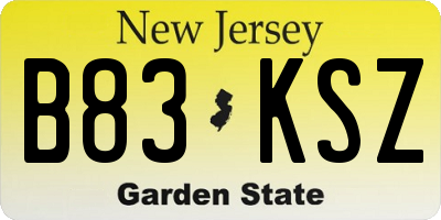 NJ license plate B83KSZ
