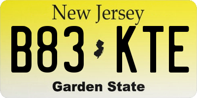 NJ license plate B83KTE