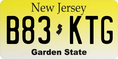 NJ license plate B83KTG