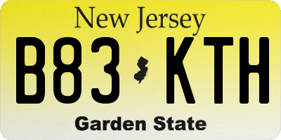 NJ license plate B83KTH