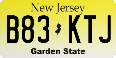 NJ license plate B83KTJ
