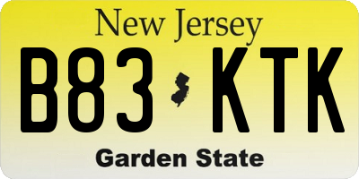 NJ license plate B83KTK