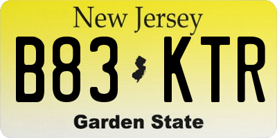 NJ license plate B83KTR