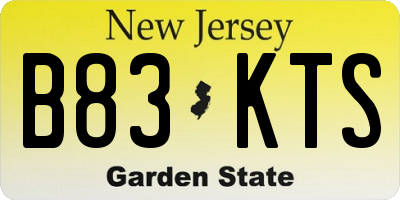 NJ license plate B83KTS