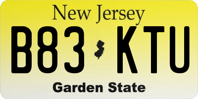 NJ license plate B83KTU