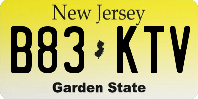 NJ license plate B83KTV