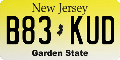 NJ license plate B83KUD