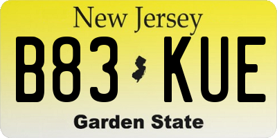 NJ license plate B83KUE