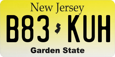 NJ license plate B83KUH