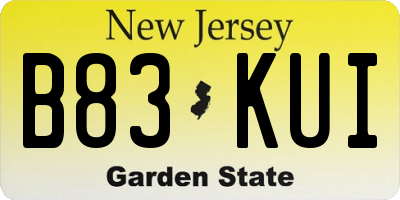 NJ license plate B83KUI